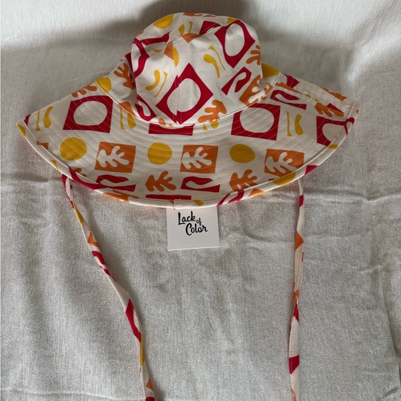 Lack Of Color Accessories - Lack of Color Bucket Sun Hat — White with Red, Orange & Yellow Geometric Print